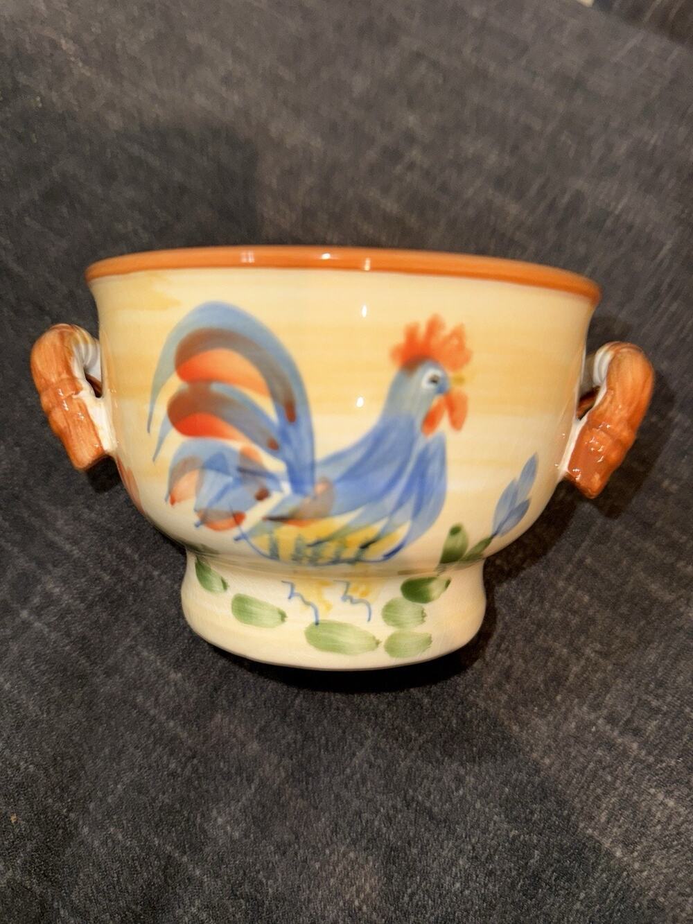 1 California Pantry Classic Ceramics Double Handle Rooster Soup Bowl Cottage